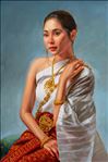 Artist: Thinnapat Takuear, Dear girls 2 แก้วกานดา 2, 2022, Oil on canvas, 60x40 cm.