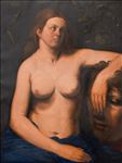 Rachata Siriyakul, "Judith leaning on The Head of Holofernes", 2022, Oil on linen, 80x60.5 cm