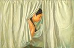 จิตรกรรมหลังม่าน, Painting Behind the curtain, 2010, Oil on canvas, 80x122cm
