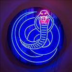 Snake, 2016, Acrylic and neon light on wooden panel, Diameter 100 cm.