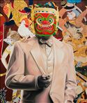 Artist : Tewaporn Maikongkaew, The mask หน้ากาก, 2020, Oil on canvas, 120x100 cm.