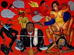 ใครพิพากษาให้กูพ้นผิดคือยุติธรรม, Who sentence me innocent is Justice!, 2010, Acrylic on canvas, 150x 200cm