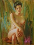 งอน, Sulk, 2009, Pastel on Canvas, 120x90cm