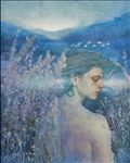 Thunchanok Plakulsantikorn, Butterfly in Lavender Field II, 2020, Tempera and acrylic on canvas, 80x100 cm.