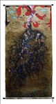 ท่าล่อ, Tangle, 2014, Tempera – Chinese ink and Gold leaf on Sa paper, 100 x 200 cm.