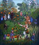 Jirapat Tatsanasomboon, Generosity (after H. Rousseau), 2023, Acrylic on Canvas, 150 x 130 cm.