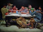 เรื่องจริงบนโต๊ะ (Truth on the table), 2014, Oil on canvas, 200x150 cm.