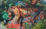 Manufactured Still Life, mother tiger, 2026, Oil on linen, 110 x 170 cm