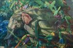 Manufactured Still Life, elephant 1, 2026, Oil on linen, 130 x 195 cm