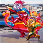 Go! Go! Go!, 2024, Oil on linen, 130 x 130 cm