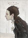 The butterfly no.20, 2026, Powder color and acrylic on wooden panel, 80 x 60 cm