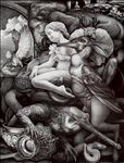 Kittisak Thapkoa, World suppose, 2025, Drawing carbon on linen, 130 x 100 cm. Kittisak Thapkoa, World suppose, 2025, Drawing carbon on linen, 130 x 100 cm.
