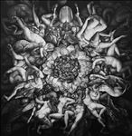 ความสุข ลวงหลอก (Attachment Leads to Suffering), 2026, Drawing carbon on linen, 210 x 200 cm