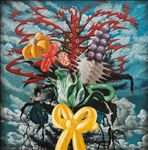 Fragile touch and sharp thorns สัมผัสเปราะบาง กับ หนามแหลม, 2026, Oil on linen, 100 x 100 cm