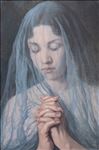 The Suppliant in Blue ผู้วิงวอนในชุดสีน้ำเงิน, 2026, Oil on linen, 60 x 40 cm The Suppliant in Blue ผู้วิงวอนในชุดสีน้ำเงิน, 2026, Oil on linen, 60 x 40 cm