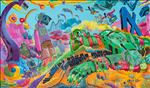 Burn with Social Media, 2025, Acrylic on Canvas, 100 x 170 cm