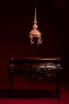 Teerapon Sisung, Seek แสวงหา, 2025, Knitted and coiled metal fiber, carved wooden base, 80(H) x 30(W) x 33(D) cm., 190(H) x 120(W) x 48(D) cm. (with base) Teerapon Sisung, Seek แสวงหา, 2025, Knitted and coiled metal fiber, carved wooden base, 80(H) x 30(W) x 33(D) cm., 190(H) x 120(W) x 48(D) cm. (with base)