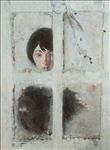 Real Face no.4, 2026, Powder color and acrylic on wooden panel, 80 x 60 cm